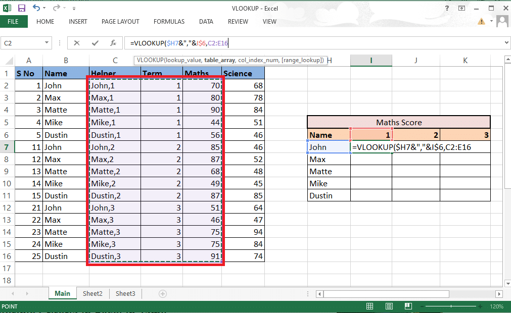 Select the rows and columns which contain the required values | How to Use VLOOKUP with Multiple Criteria