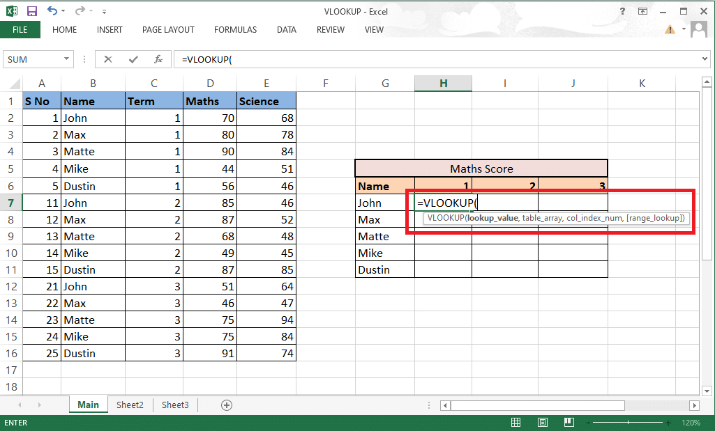 Enter the VLOOKUP formula in the required cell | How to Use VLOOKUP with Multiple Criteria