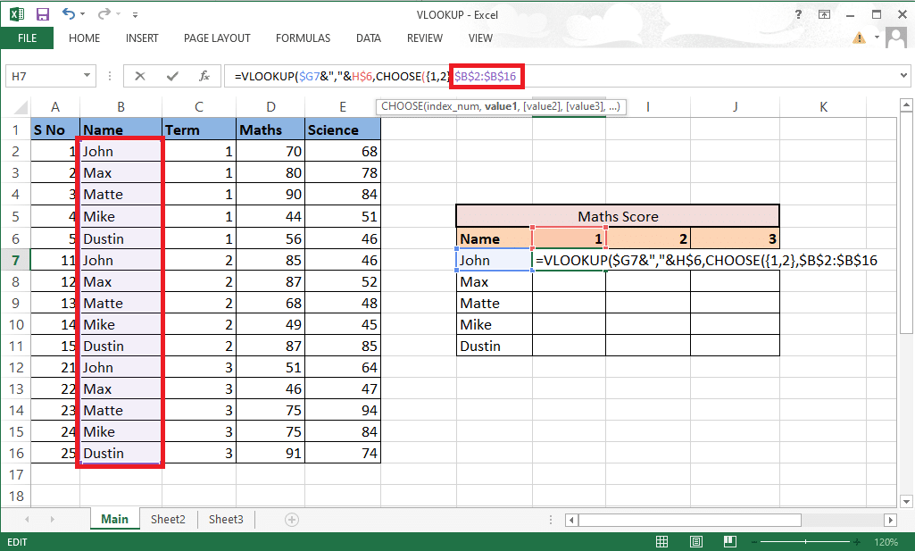 Select the value1 that is going to be the name column and lock the values by pressing the F4 key 