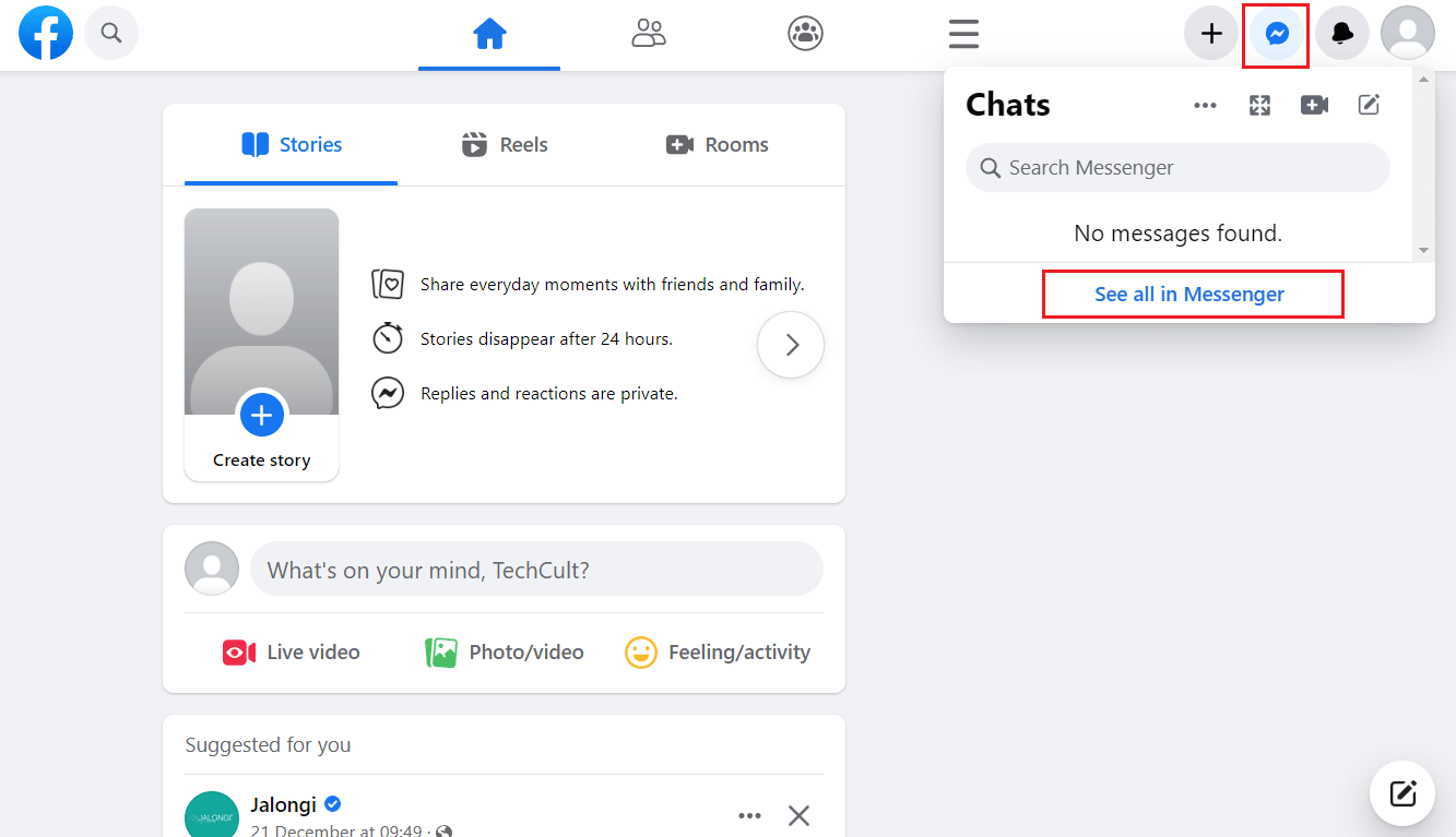 Click on the Messenger icon - See all in Messenger