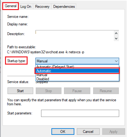 select the automatic option in startup type. Fix Fortniteclient-win64-shipping.exe Application Error