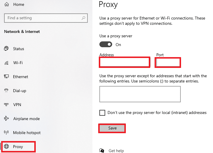 proxy setting