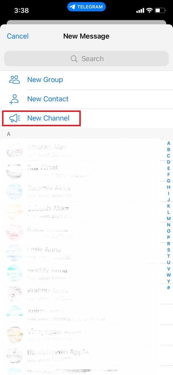 Tap on the New Channel option