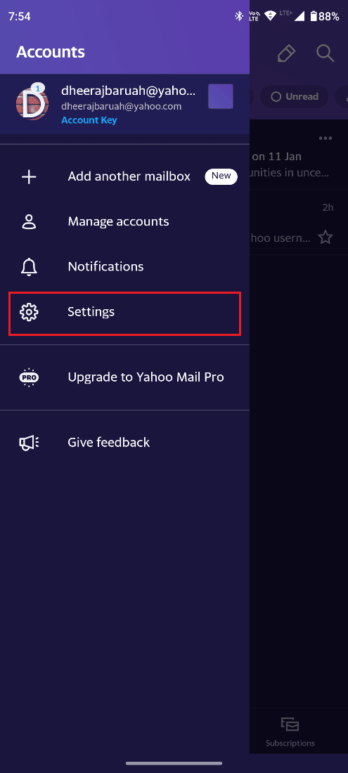 Tap on Settings. How to Enable or Disable Images on Yahoo Mail