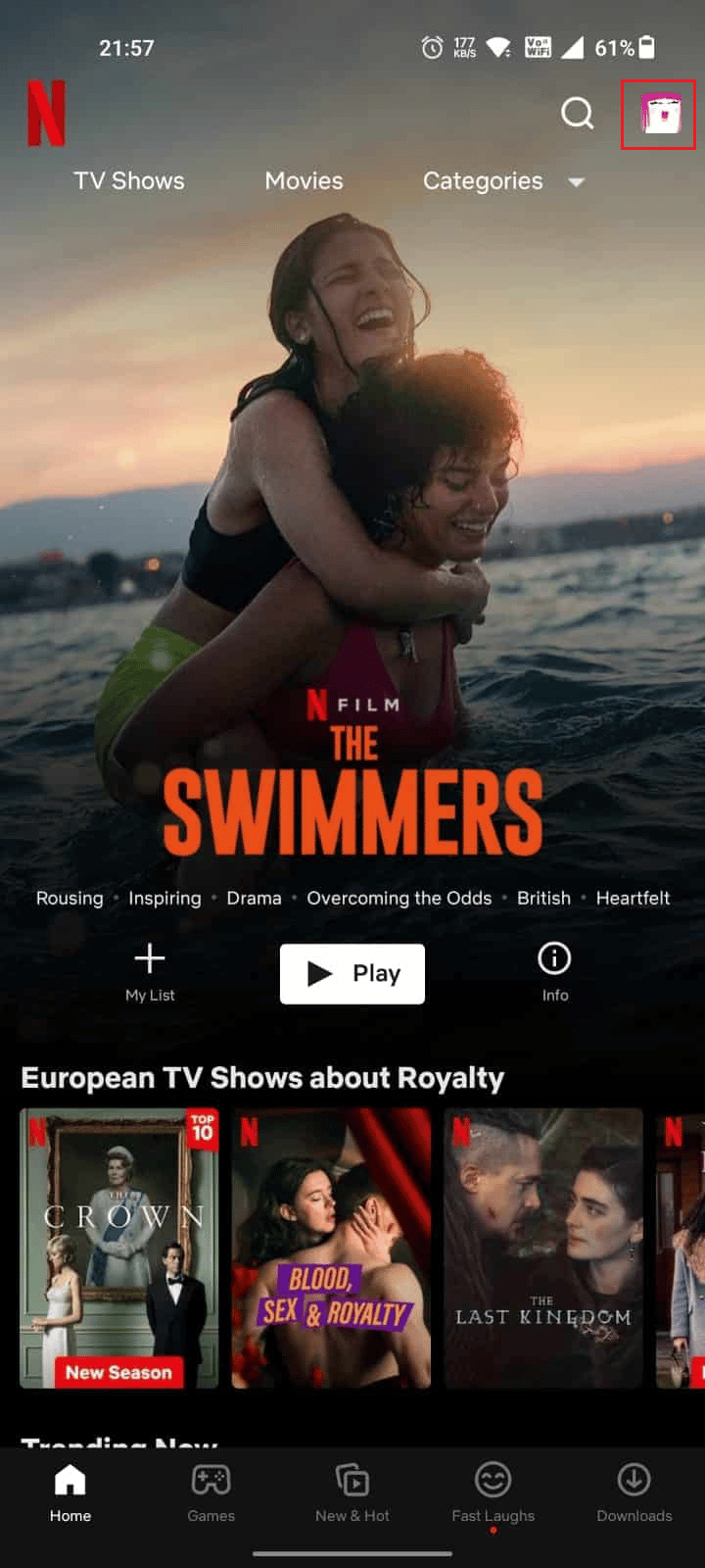 tap on your profile icon from the top right corner | How to Remove Card from Netflix