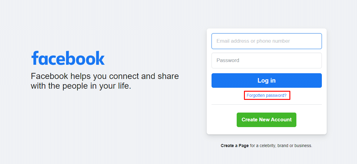 Click on the Forgotten Password Option 