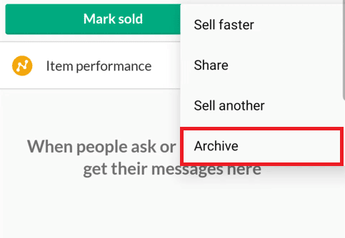 Tap on the Archive option | How to Delete OfferUp Account