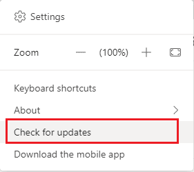 select the Check for updates option 
