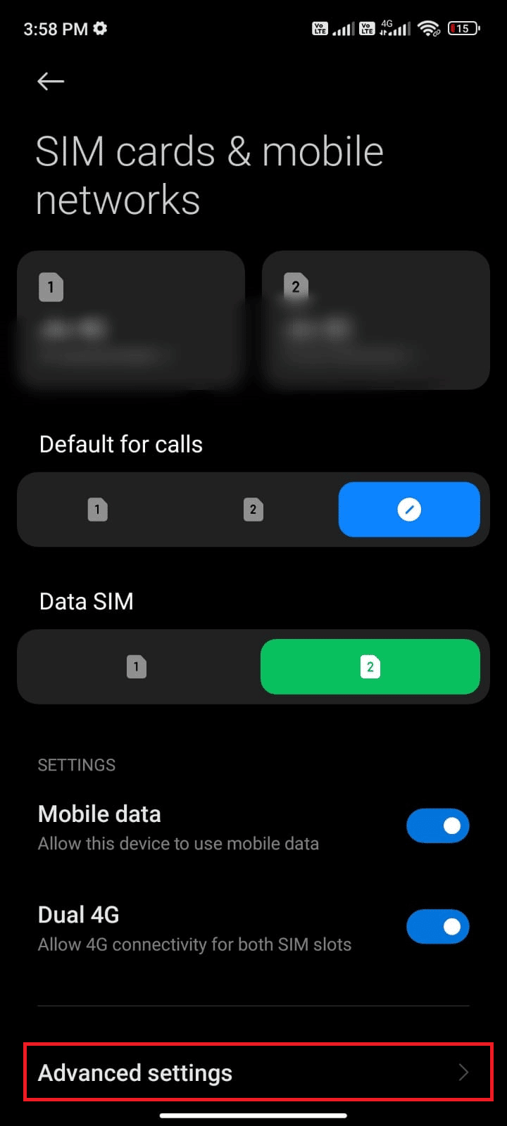 tap Advanced settings 