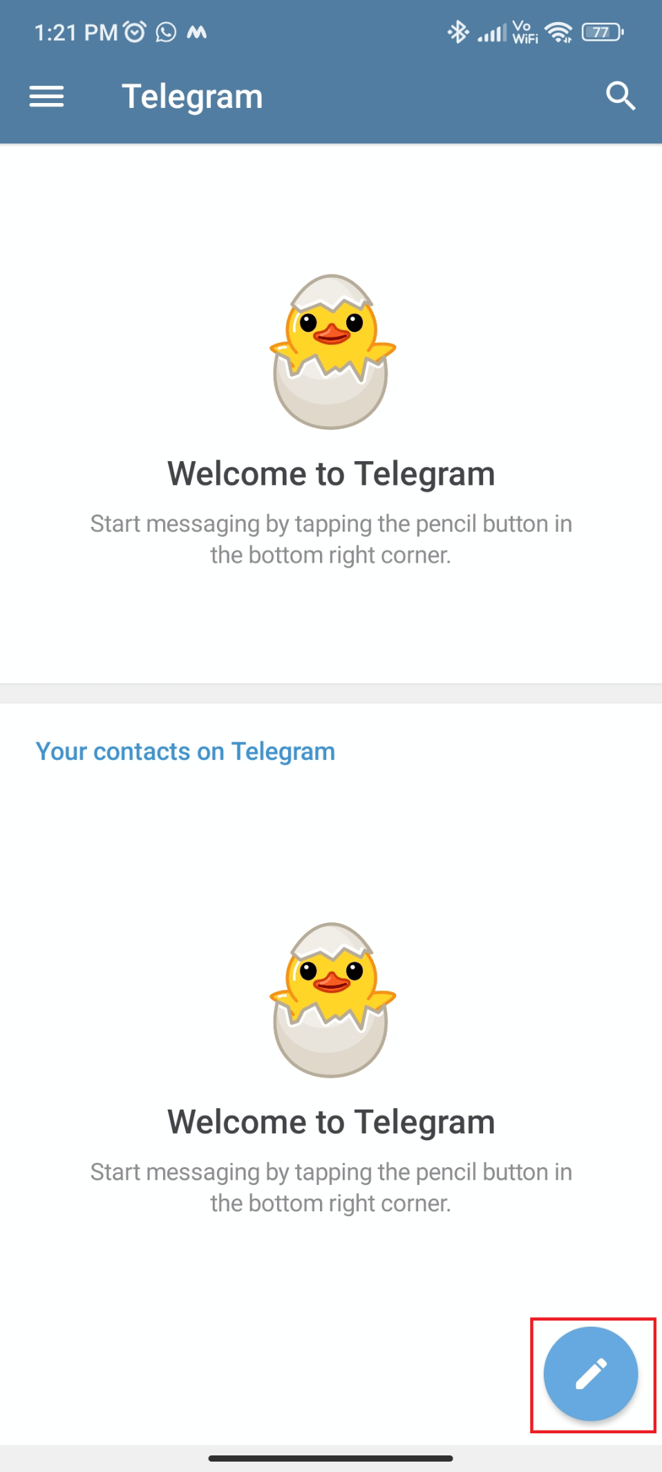 Tap on the pencil icon. How to Add Members in Telegram Group