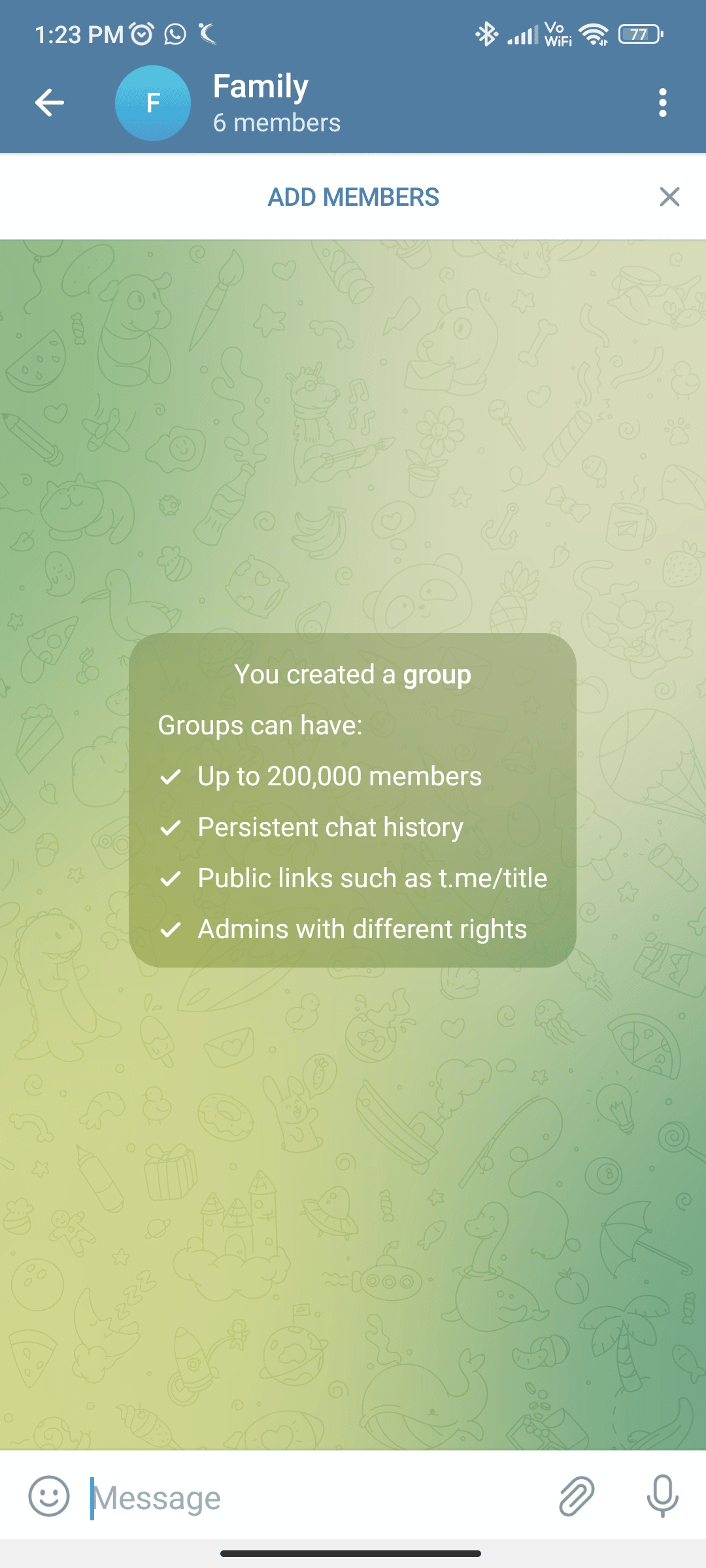 Open the group that you want to delete on the Telegram app 