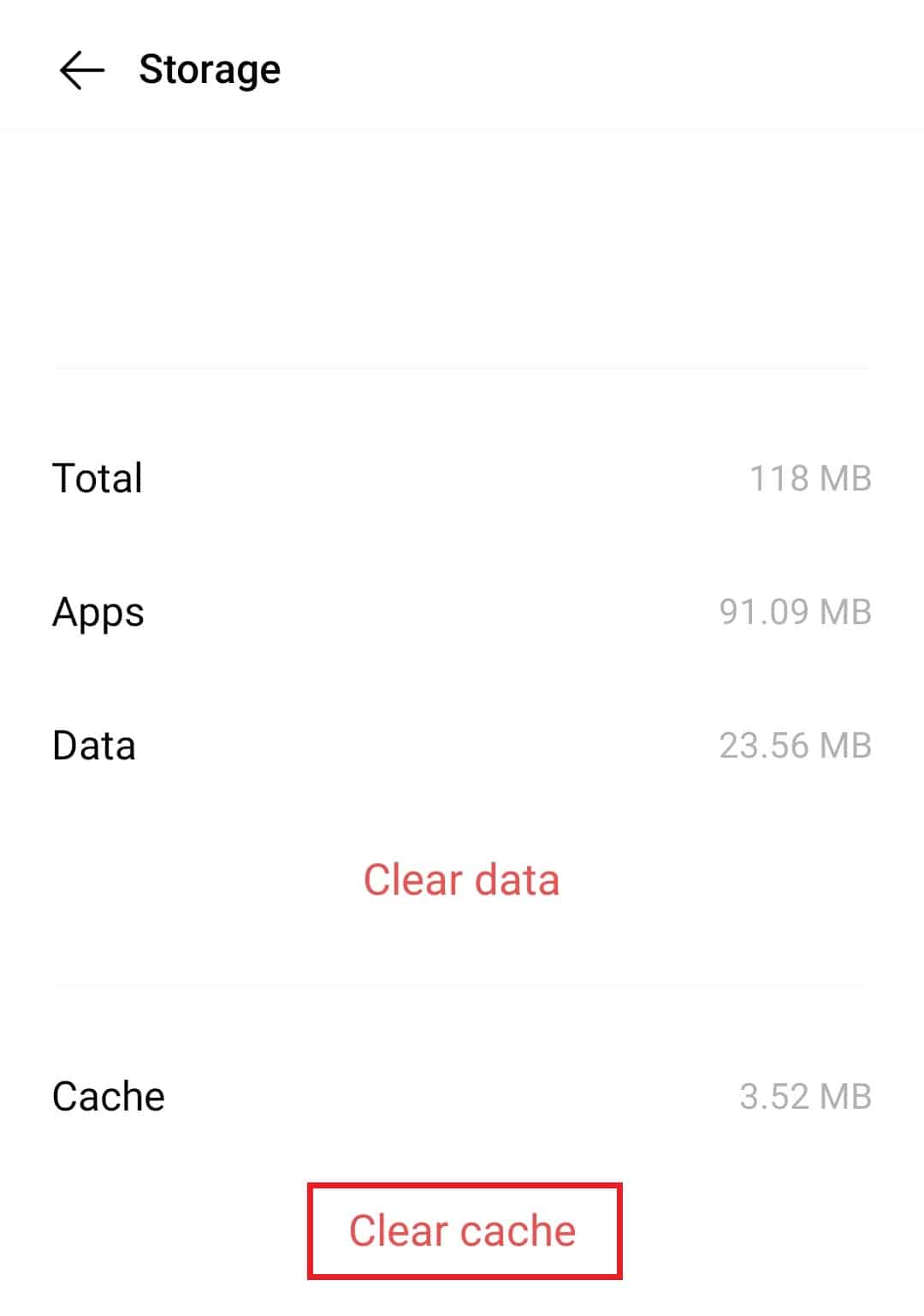 Tap on Clear cache
