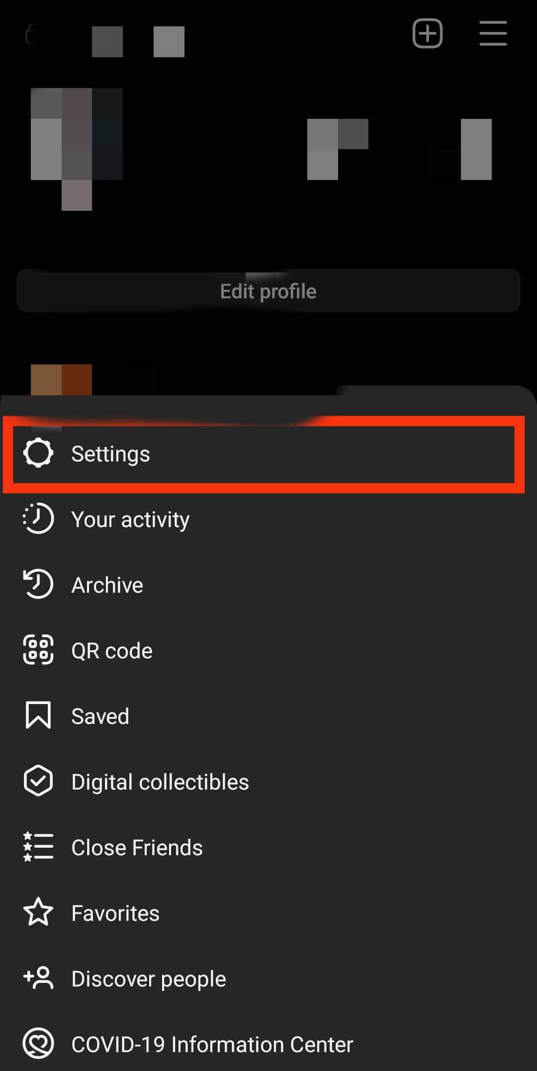 Select Settings. | How to Remove a Remembered Account on Instagram