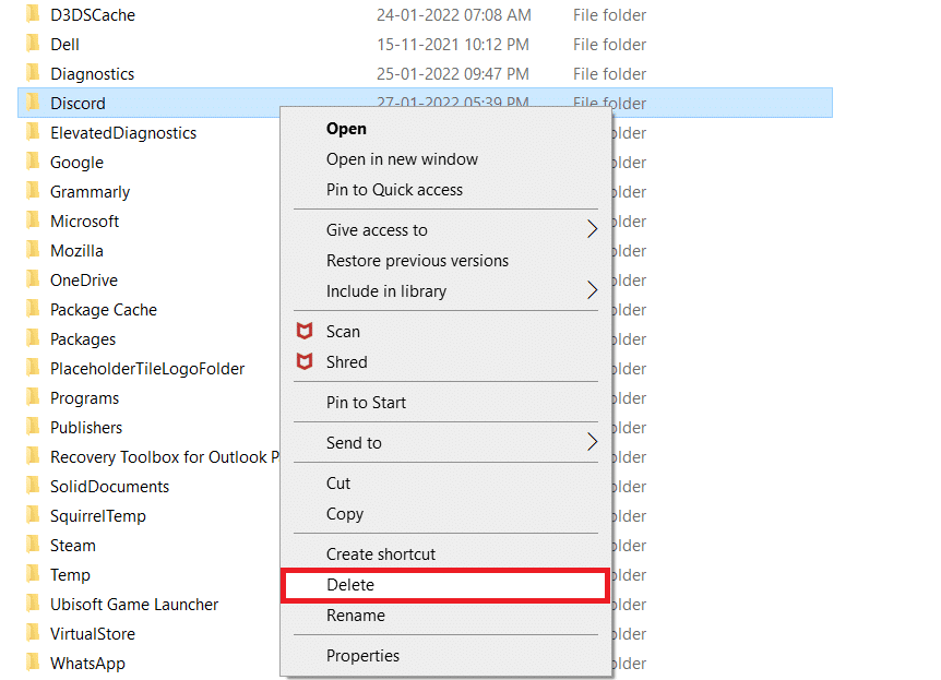 Selecione Excluir. 14 maneiras de corrigir atraso no fluxo de discórdia no Windows 10 e 11