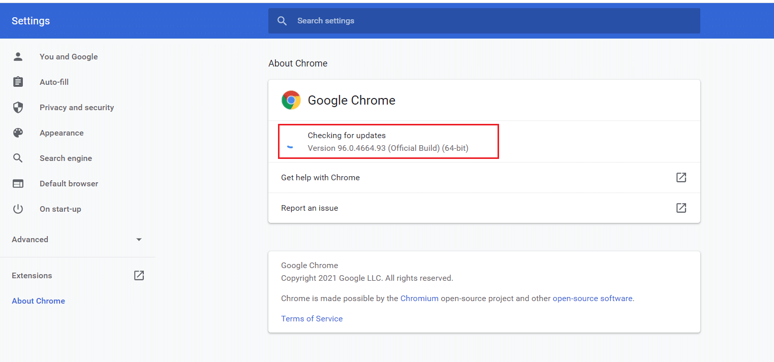 Chrome hľadá aktualizácie. Ako opraviť nedostatok pamäte v prehliadači Chrome