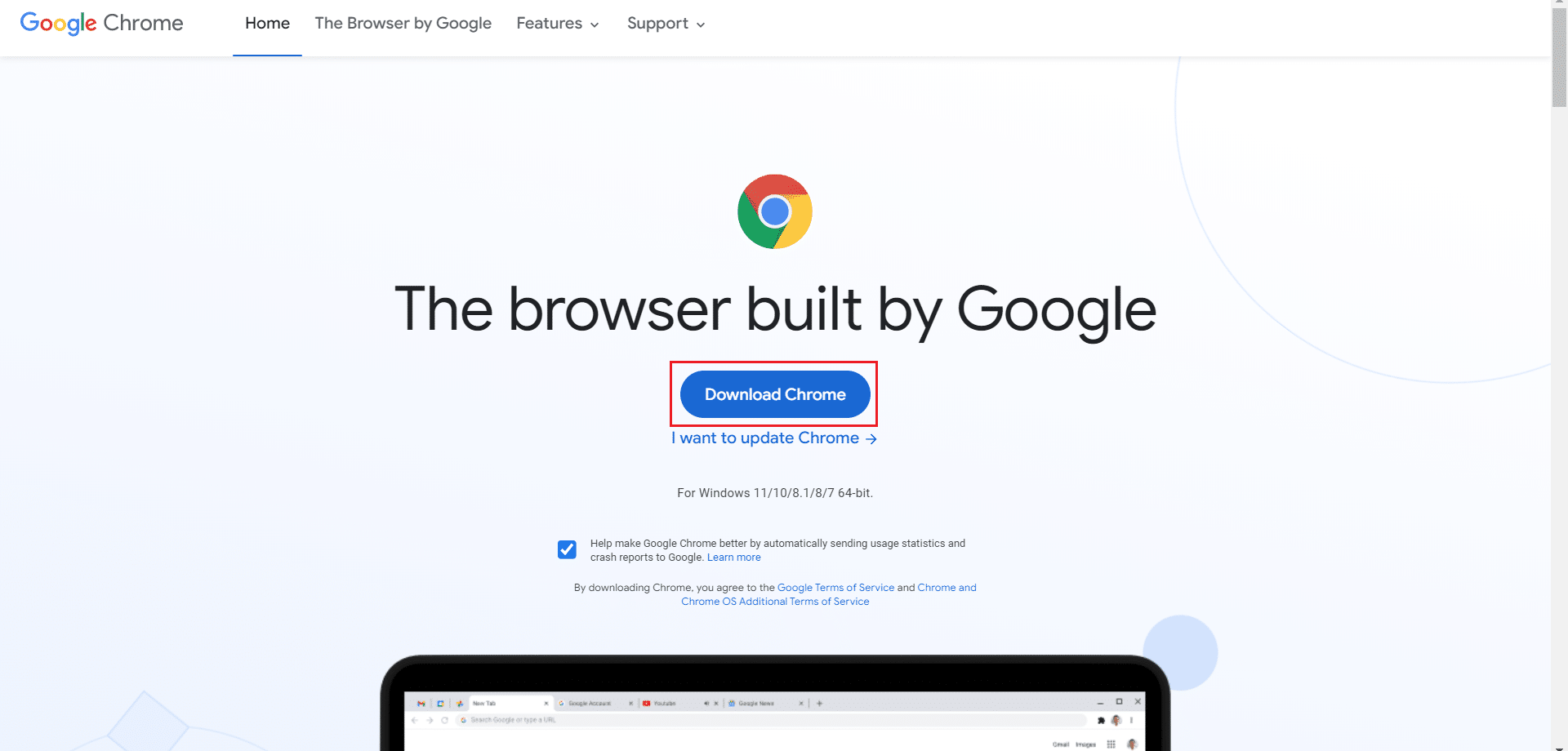 pobierz Google Chrome z oficjalnej strony internetowej. Napraw, że w Chrome zabrakło pamięci