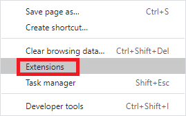 Click on Extensions