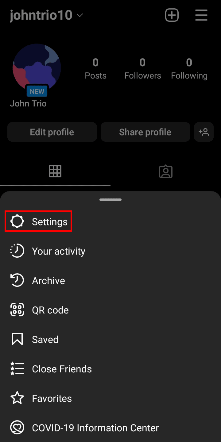 Tap on the Settings option. | How to Change Age on Instagram