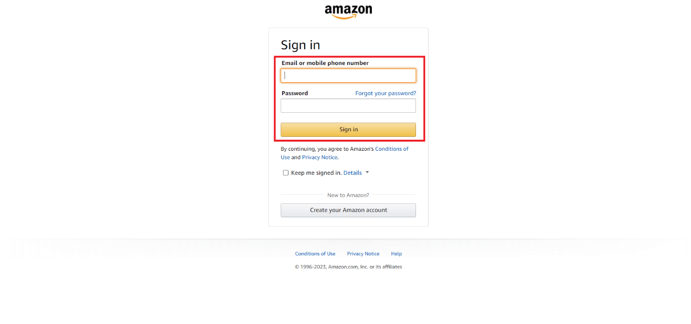 Vnesite svoje poverilnice za prijavo in kliknite Prijava, da se prijavite v svoj račun Amazon | Kako pridobiti Amazon Prime popuste za učitelje