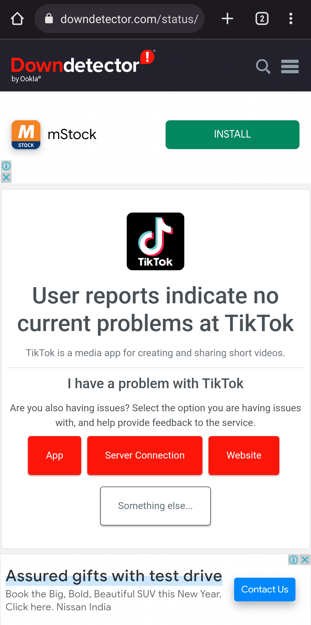 downdetector webpage | can't change profile picture on tiktok