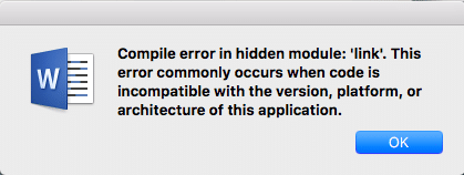 Fix Compile error in hidden module using Word for Mac