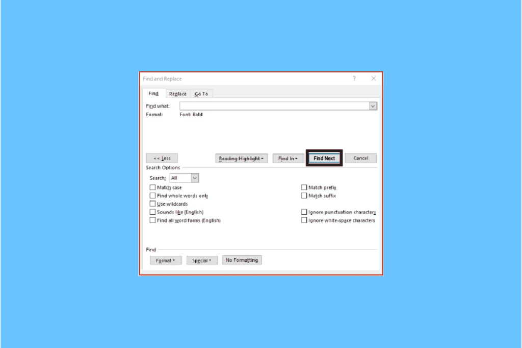 How to Find the Next Instance of Text Formatted in Bold