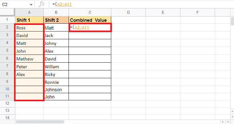 Select the first column which is the Shift 1 column in the data 