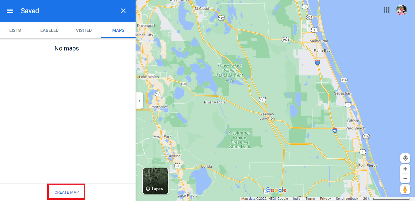 Click on CREATE MAP. How to Draw Radius on Google Maps App