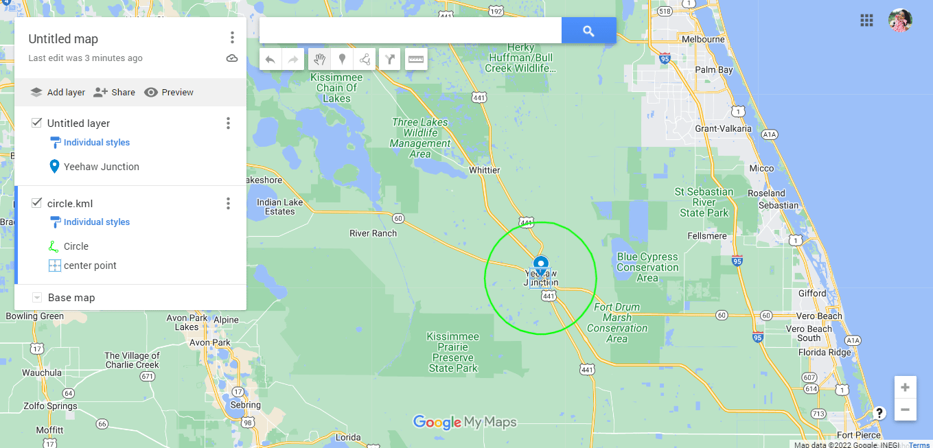 This is how we add radius in Google Maps with the help of KML Circle Generator