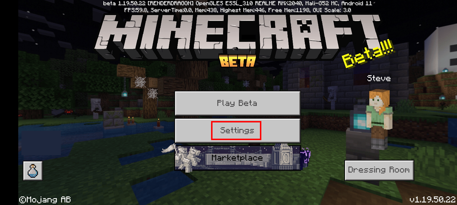 Tap on Settings | sign out of Minecraft PE