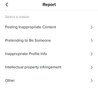 Lastly, select the reason for reporting the account | how to delete someone else's TikTok account
