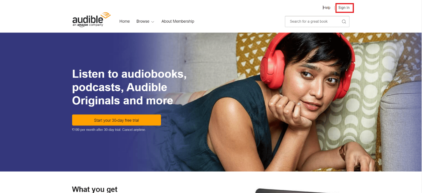 Click on Sign In | How do you manage your Audible account | cancel your Audible subscription on your phone