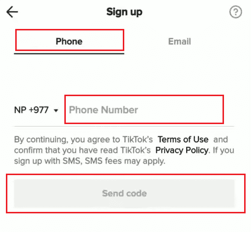 Въведете своя телефонен номер в даденото поле от раздела Телефон и докоснете Изпрати код