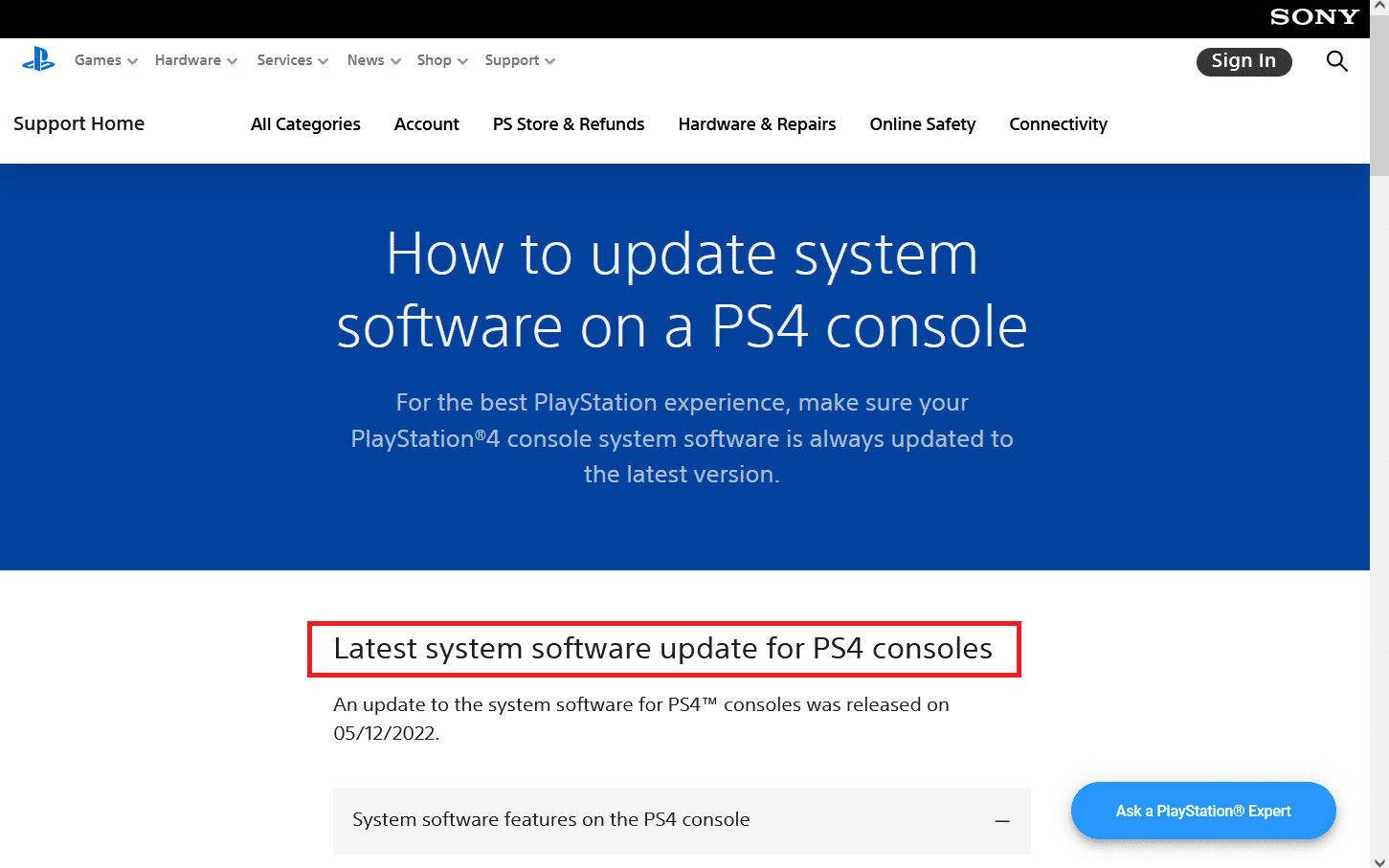 Download the latest PS4 update