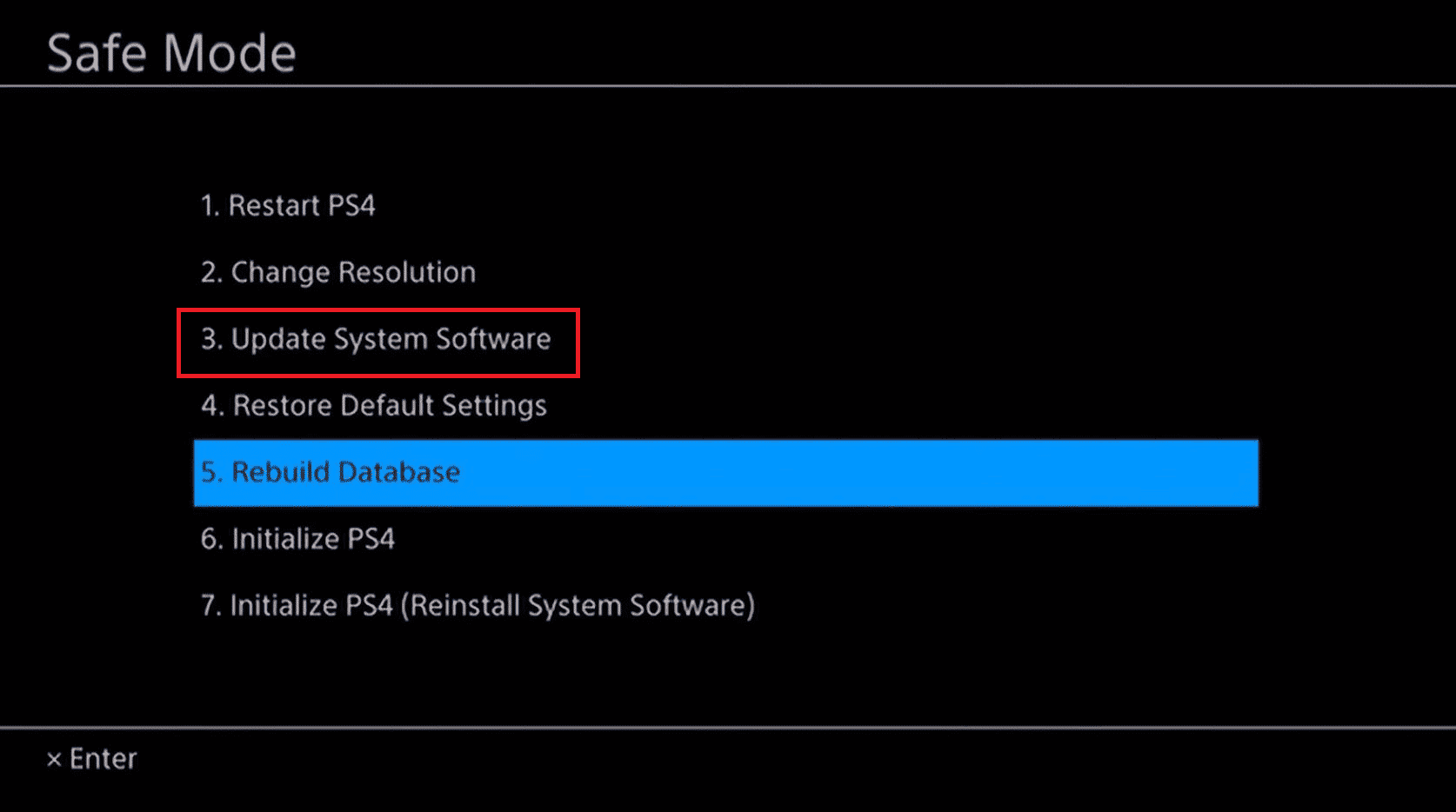 select the Update System Software option numbered as third in the list. Fix PS4 CE-32895-7 Error
