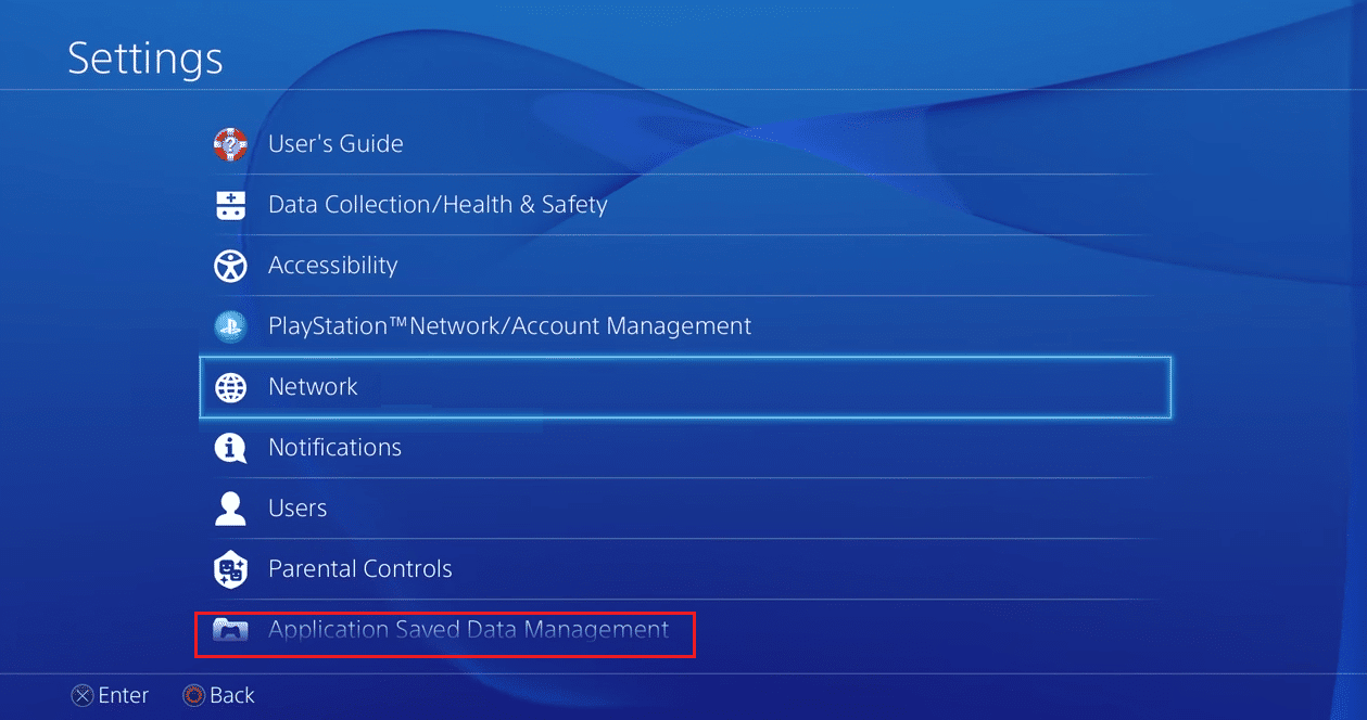 ps4 settings application saved and data management
