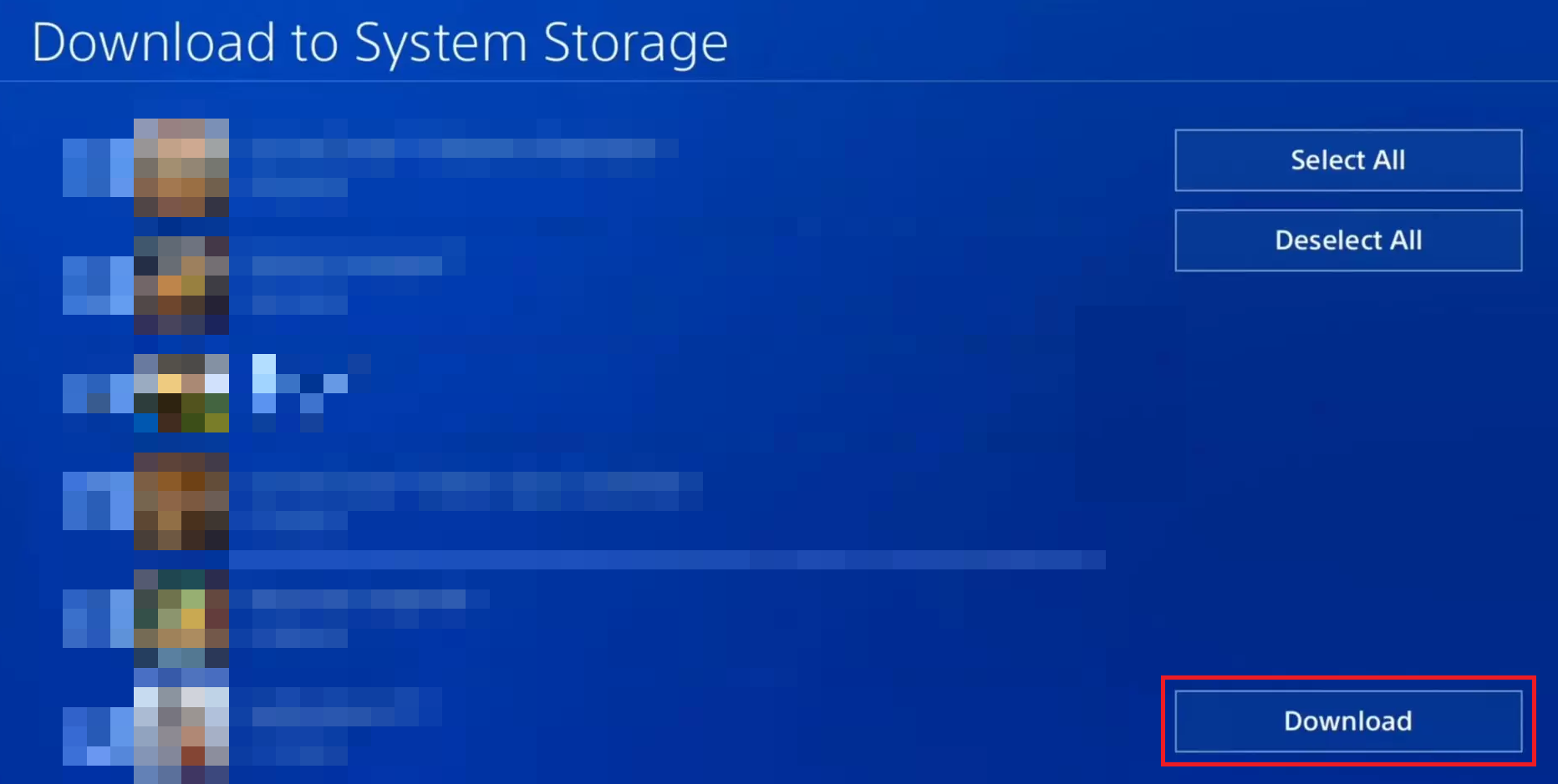 select the desired files and Download them to your PS4 system storage
