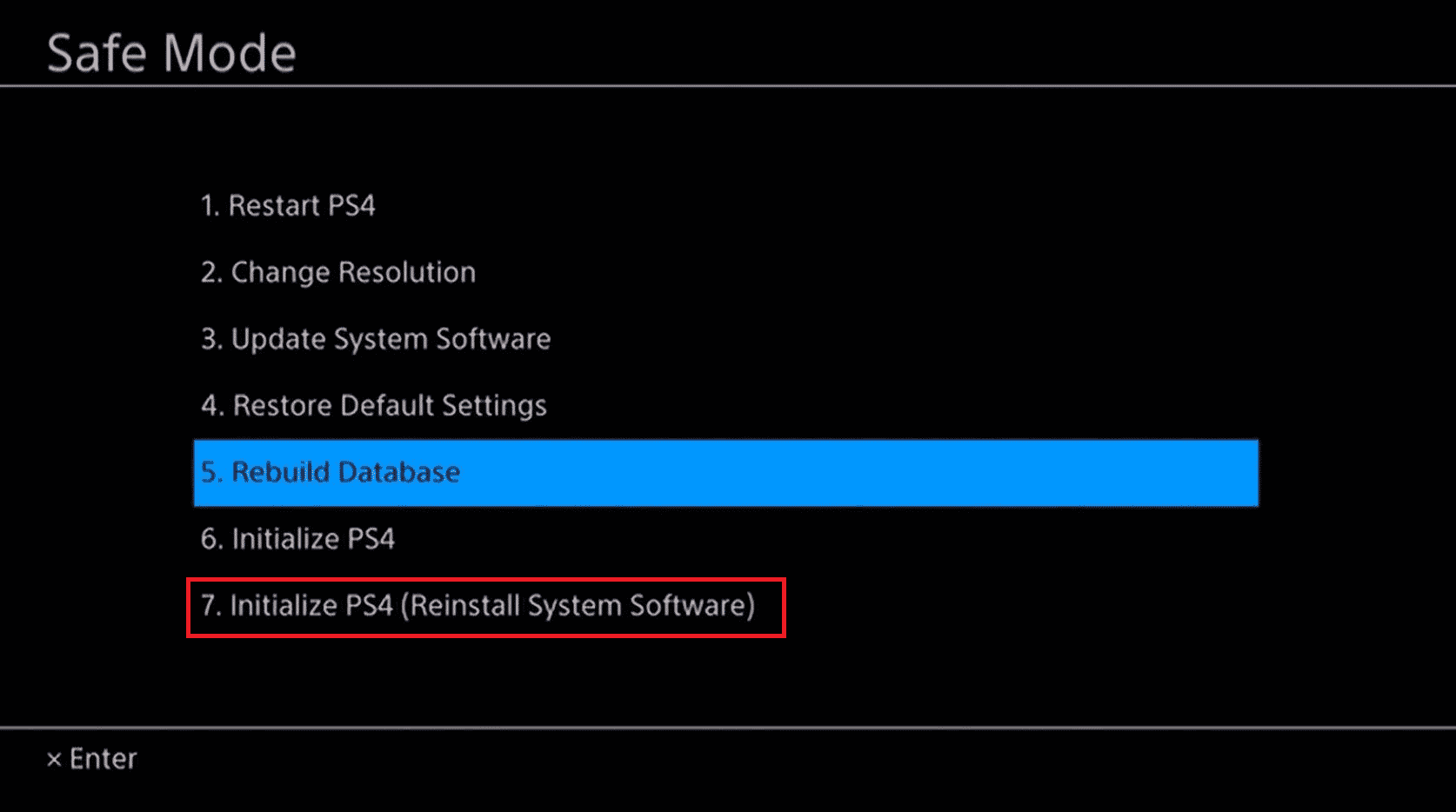 Initialize PS4 reinstall system software PS4 safe mode