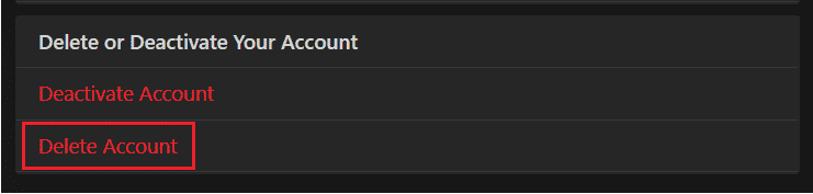 Scroll down and click on Delete Account