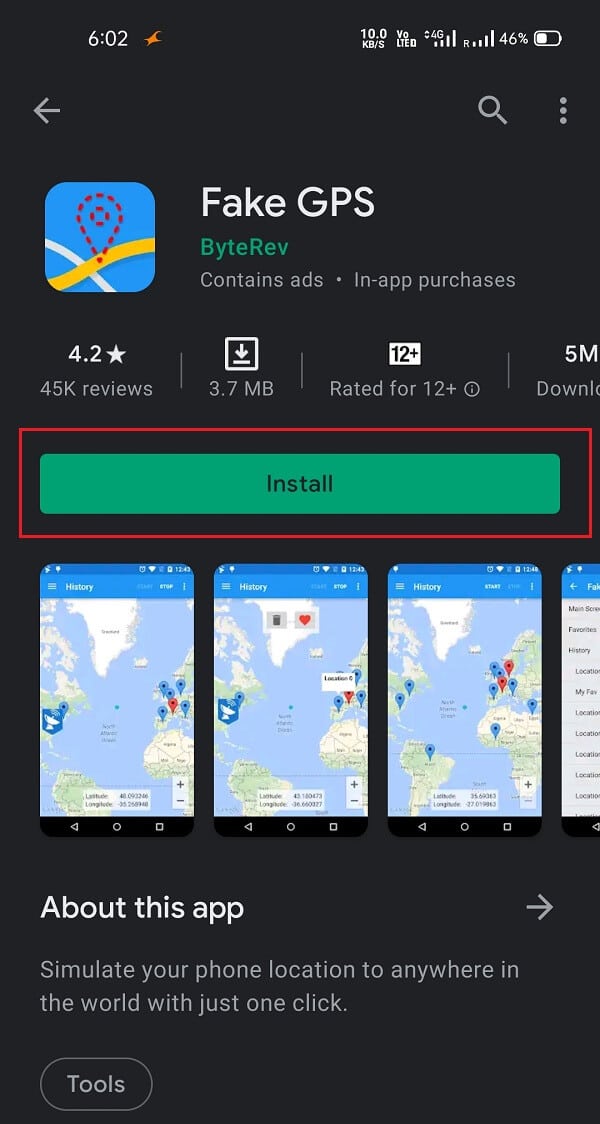 Download and install the FakeGPS Free application on your system | Fake or Change Your Location on Snapchat