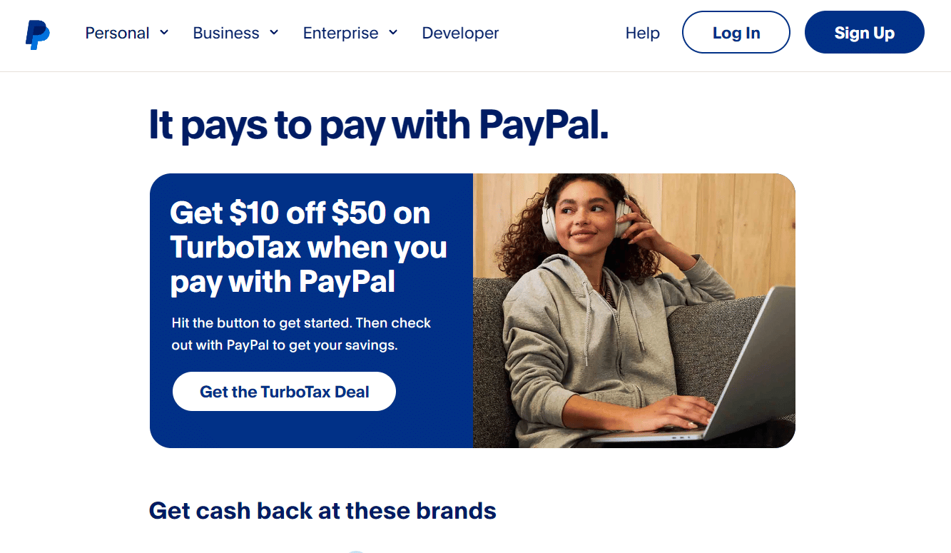 Webové stránky PayPal