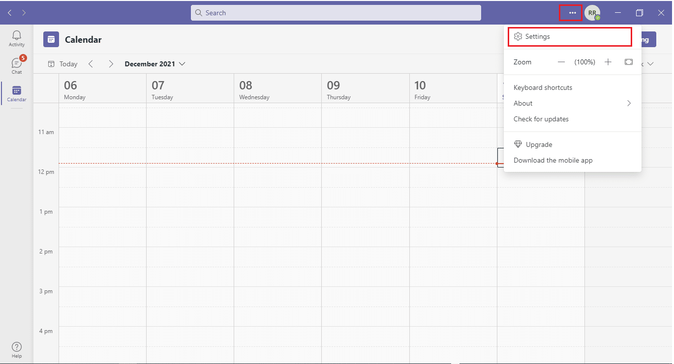 click on three dots icon and select Settings in Microsoft Teams. How to Stop Microsoft Teams from Opening on Startup
