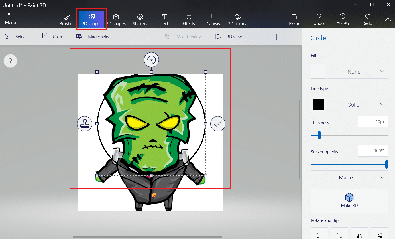 2D shapes tab - desired shape icon and select desired area of the logo | How Can You Change Mixer Avatar
