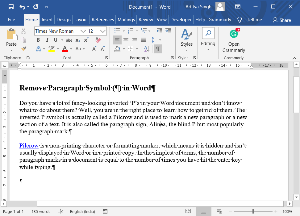 3 Ways to Remove Paragraph Symbol (¶) in Word