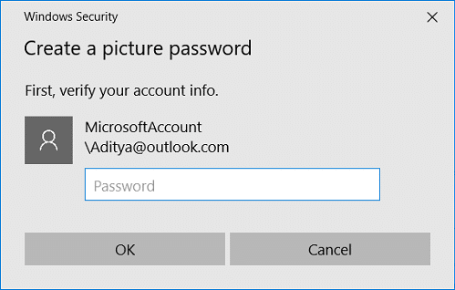 A local account must have a password to be able to add a picture password