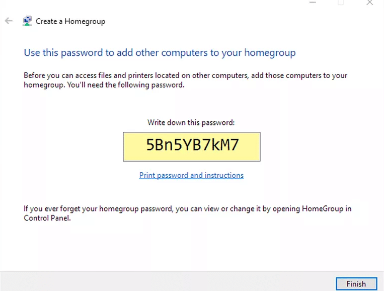 A password will be displayed. Note down this password