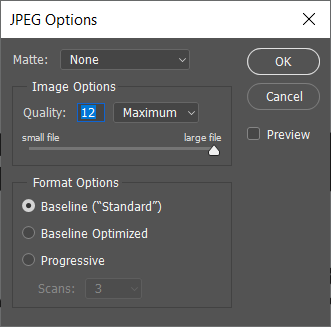 A pop up of JPEG options will come through using which you can set the quality of the image
