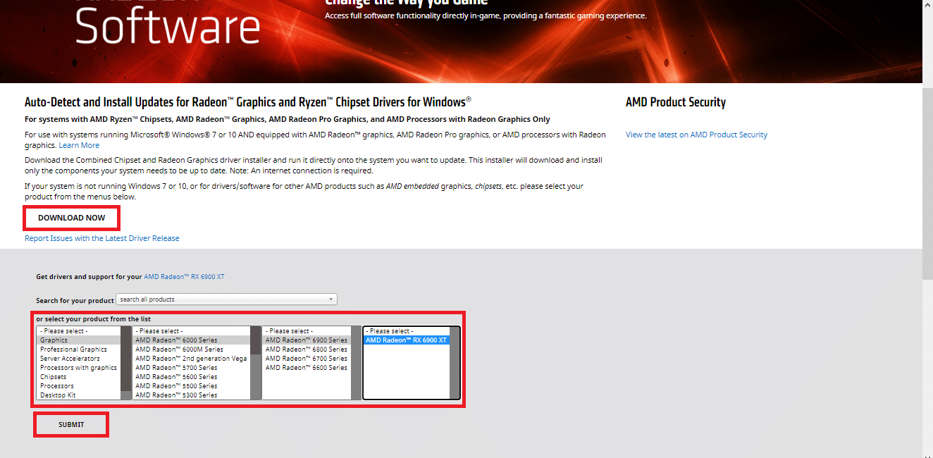 AMD Driver select your product and submit. Fix League of Legends frame drops issue
