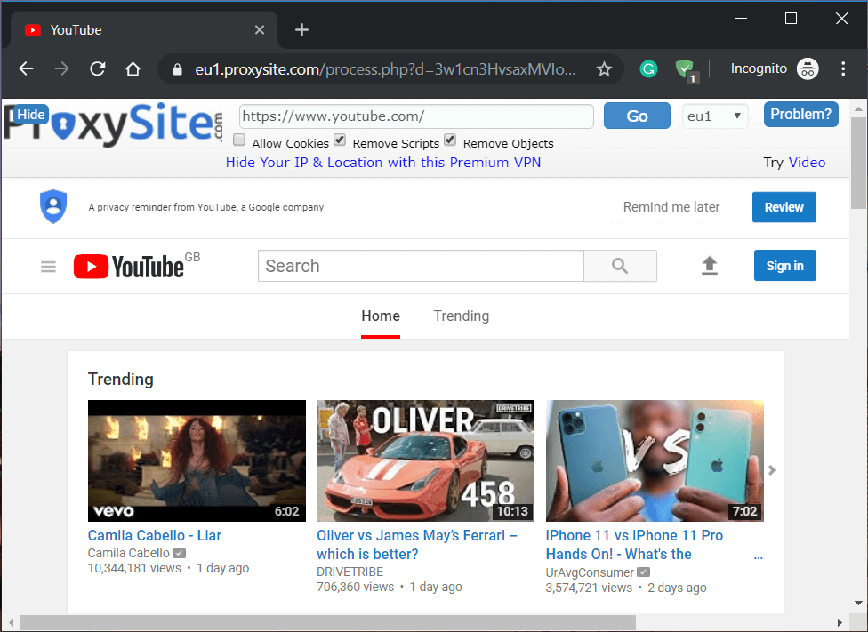 Access Blocked YouTube at School or Work using Proxy Websites