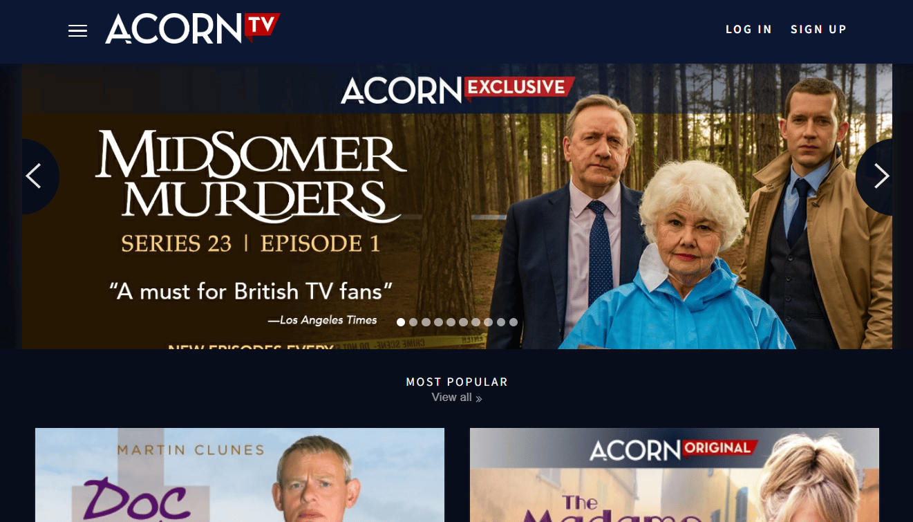 Acorn TV website